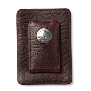 Orvis Bison Leather Brown Money Clip NEW